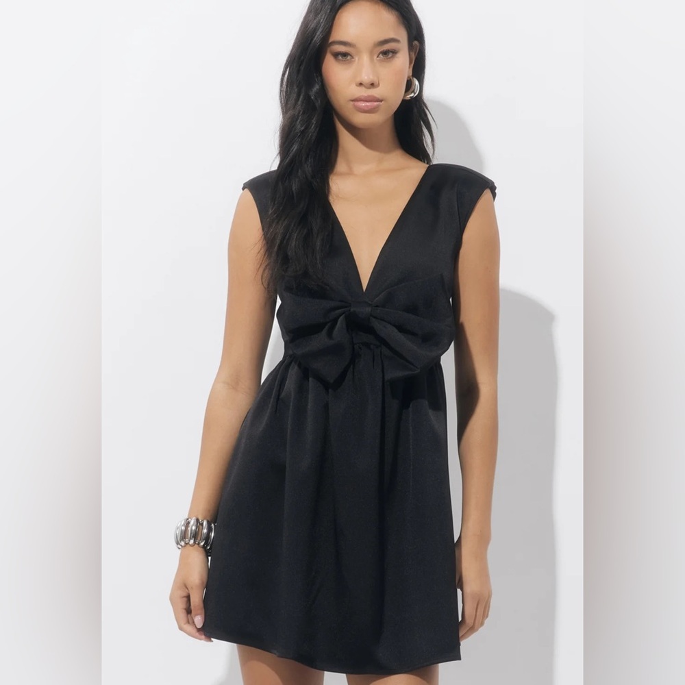 ELAINE BOW TAFFETA MINI DRESS